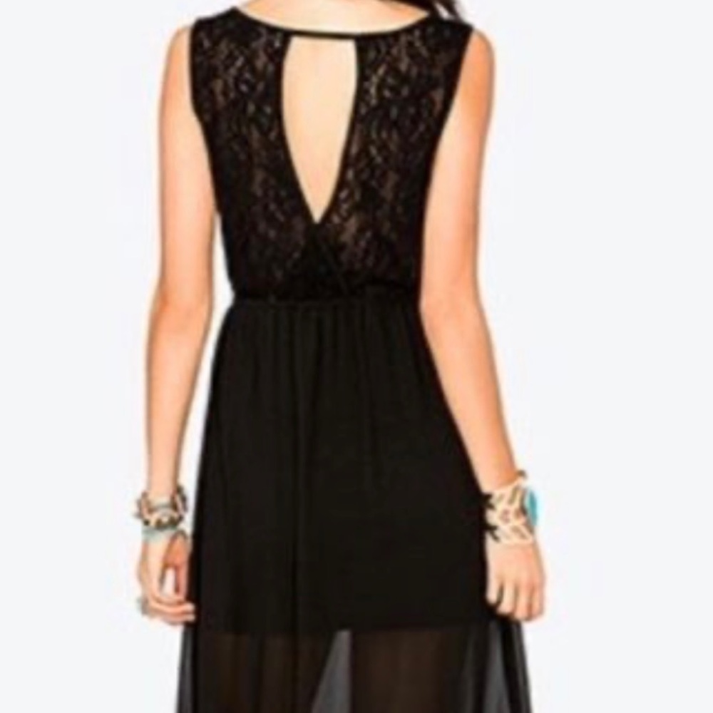 Lace Back Maxi Dress with Sheer Bottom